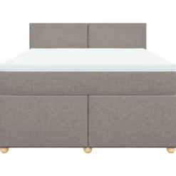Sengestel med madras - Eksklusivt hjem - 160x200 cm - Taupe stof - Maksimal afslapning