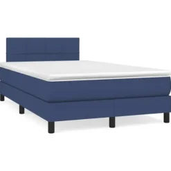 Sengestel med madras - Eksklusivt hjem - 120x190 cm - Blå stof - Farvet LED