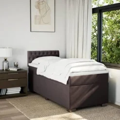 Sengestel med madras - Eksklusivt hjem - 90 x 190 cm - Pocketfjedermadras - Mørkebrun