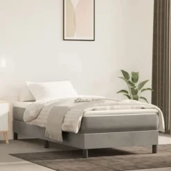 Sengramme - Exclusiv Hus - Blødt Velour - 90x190 cm - Robuste Ben ljusgrått