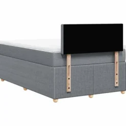Sengramme med madras - Eksklusivt hjem - 120x190 cm - Lys grå - Pocketfjedre