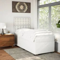 Sengramme med madras - Eksklusivt Hjem - 90x190 cm - Syntetisk læder - Justerbare LED-lys