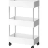 Serveringsvogn køkkenvogn med 3 niveauer, vognhjul med 4 kroge, 12,5x42x62cm
