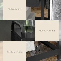 Serveringsvogn Med 1 Skuffe Og 1 Hylde, Køkkenvogn, Opbevaringsvogn Med Kroge, Sidevogn