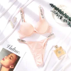Sexet lingeri komfort damesæt push up bh Victoria's Secret lingerisæt kvindeligt undertøj Vetement Femme Rosa Pink Pink 80B