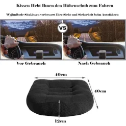 Siddepude / autostol, sædepude / stolpude 40x40 kontorstol ergonomisk ortopædisk siddepude til spisebordsstole sort h Sort
