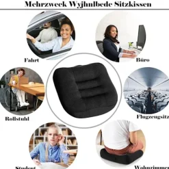Siddepude / autostol, sædepude / stolpude 40x40 kontorstol ergonomisk ortopædisk siddepude til spisebordsstole sort h Sort