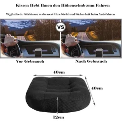 Siddepude/forhøjersæde til bil, puf/stolepude 40x40 kontorstol ergonomisk ortopædisk siddepude til spisebordsstole_MGF