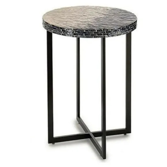 Sidebord - Sort perlemor metalgrå - Krydsfiner - 45 x 62 x 45 cm
