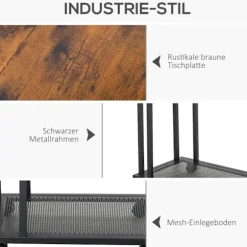 Sidebord C-Formet Rullevogn, Serveringsvogn, Sidebord, Træ + Metal, Sort + Valnød, 51X36X65 Cm
