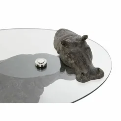 sidebord gennemsigtigt glas kobberharpiks koloniflodhest (80 x 50 x 37 cm)
