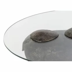sidebord gennemsigtigt glas kobberharpiks koloniflodhest (80 x 50 x 37 cm)