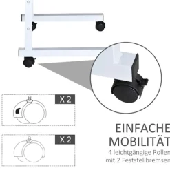 Sidebord Højdejusterbart Sofabord Mobilt Ende Skrivebord Hjul Bremser C-Bord Spånplade Stål Flerfarvet