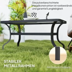 Sidebord hærdet glas sofabord sofabord med bølgedesign, afrundet hjørne altanbord havebord sofabord tebord havemøbler til stue haveterrasse balkon, 95 | Fyndiq