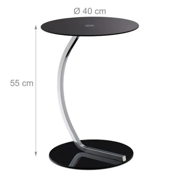 Sidebord i sort glas