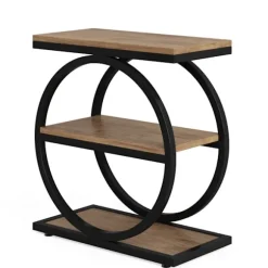 Sidebord med 3 hylder - Brun/Svart / industrielt sidebord med o