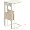Sidebord, Natbord med Stik, C-formet, Sofabord, Cremefarvet