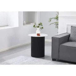 Sidebord, sofabord, natbord i keramik "Eclat" - 50 x 50 x 55 cm - Hvid Vit