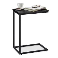 Sidebord sort med metalbund