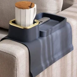 Silikone kopholder til sofa, skridsikker og spildfri kopholder til sofa, stærk og vægtet telefon/fjernbetjening/snacksholder til sofa Navy Blue