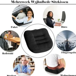 Sittpude / Forhøjet sæde bil, Sittpude / Stolsdyna 40x40 Kontorstol Ergonomisk Ortopædisk Sittpude til Spisebordstole Sort H Black