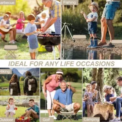 Skammel - Lille bærbar stol - Bærbar mini foldestol - Bærbar campingstol - Velegnet til have, strand, vandreture, picnic (Khaki)