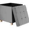 Skammel grå fløjl 42x38x38cm foldbar
