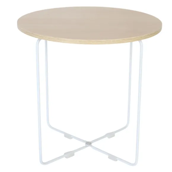 Skandinavisk sidebord, lyst træ og hvidt metal