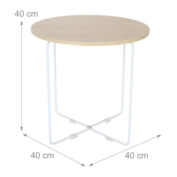 Skandinavisk sidebord, lyst træ og hvidt metal