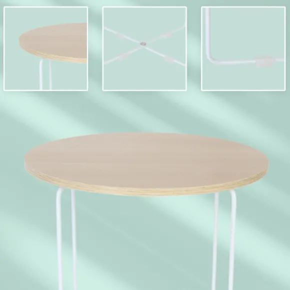 Skandinavisk sidebord, lyst træ og hvidt metal