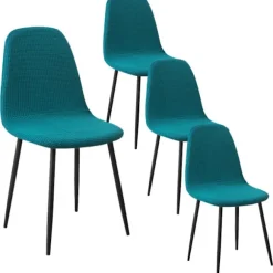 Skandinavisk Spisestol Betræk Jacquard Stretch Stolebetræk Stolebetræk 4 Stykker Grøn