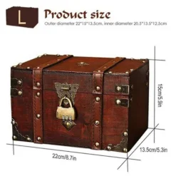 Skattekiste med dækket design, pladsbesparende, støvtæt, træopbevaringsboks til stuen [DB] L