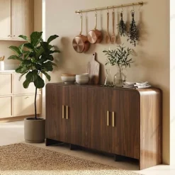 Skænk buffet 152 cm, soft-close døre, valnøddefinish