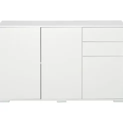 Skænk Hvid Kommode Med 2 Skuffer & 3 Låger, Multifunktionsskab, Arkivskab, 117X36X74Cm