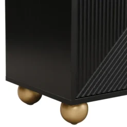 Skænk med 4 formede døre & kugleben, justerbare indvendige hylder & metalhåndtag, elegant Black