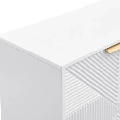 Skænk med 4 formede døre & kugleben, justerbare indvendige hylder & metalhåndtag, elegant White
