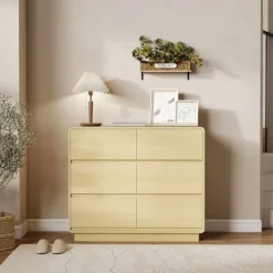 Skænk med 6 skuffer, 100 cm, naturtræfinish