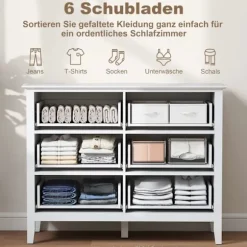 Skænk med 6 skuffer, hvid, 100 x 40 x 78 cm