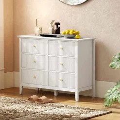 Skænk med 6 skuffer, hvid, 100 x 40 x 78 cm