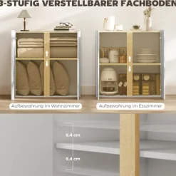Skænk med soft-Close låger, justerbar hylde, hvid