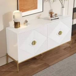 Skænk 162x80cm, Moderne opbevaringsskab & kommode, Alsidig til stue & spisestue White