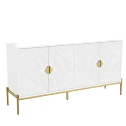 Skænk 162x80cm, Moderne opbevaringsskab & kommode, Alsidig til stue & spisestue White