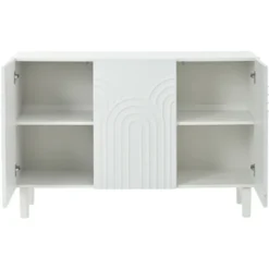 Skænk 120x38,5x79 cm med 3 døre - Justerbare rumdelere, 16 cm fødder, MDF, hvid White