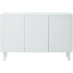 Skænk 120x38,5x79 cm med 3 døre - Justerbare rumdelere, 16 cm fødder, MDF, hvid White