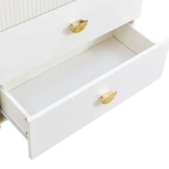 Skænk 120x40x75 cm med 6 skuffer - Hvid/Guld, MDF & stål, til stue & soveværelse White