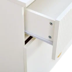 Skænk 120x40x75 cm med 6 skuffer - Hvid/Guld, MDF & stål, til stue & soveværelse White