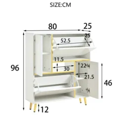 Skoskab hvid 80x25x96 cm med 16-farvet LED-belysning og højglans front White