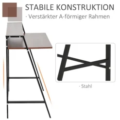Skrivebordscomputerbord Med Opbevaringsrum Og Kabelgennemgang, Metal Valnød, 84X45X85 Cm, Ideel Til Hjemmekontor
