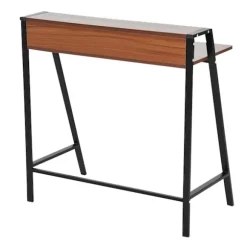 Skrivebordscomputerbord Med Opbevaringsrum Og Kabelgennemgang, Metal Valnød, 84X45X85 Cm, Ideel Til Hjemmekontor
