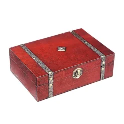 Skrivebordsopbevaringsboks Organizer Daglige fornødenheder Vintage Træ Rektangel 23x 16x 7.5cm Kompositplade Retro Etui Ny